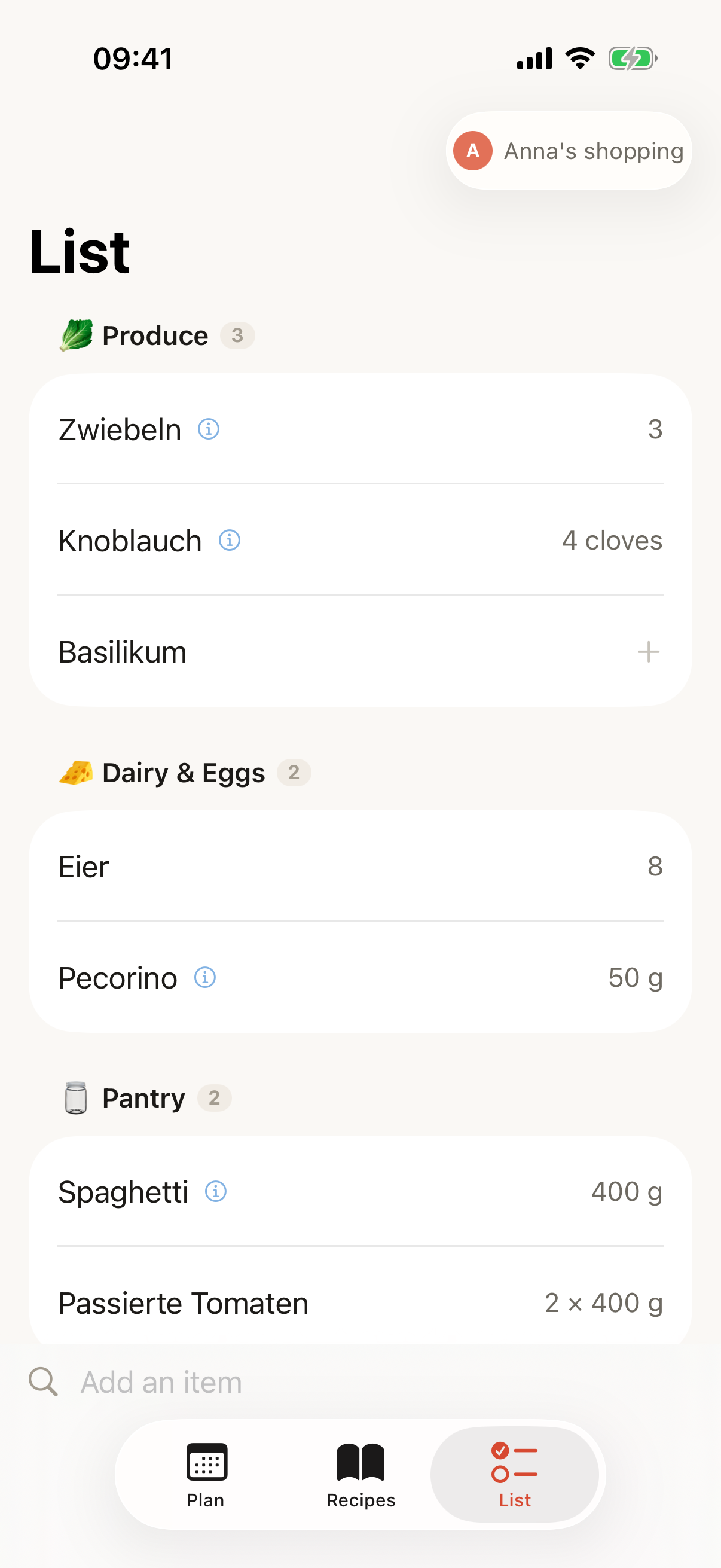 Shared, aisle-grouped grocery list with live presence